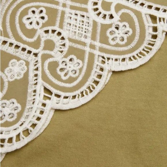 Sandro Broderie anglaise-detail shirt olive Lace Sleeve Women's Top - Picture 9 of 13